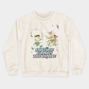 "Fortune Favors The Brave" Vintage Barbarian Fantasy Crewneck Sweatshirt