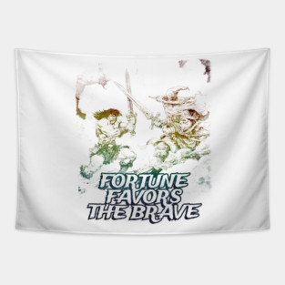 "Fortune Favors The Brave" Vintage Barbarian Fantasy Tapestry