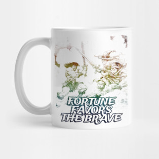 "Fortune Favors The Brave" Vintage Barbarian Fantasy Mug