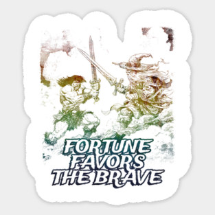 "Fortune Favors The Brave" Vintage Barbarian Fantasy Sticker
