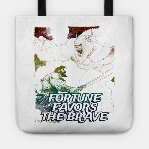 "Fortune Favors The Brave" Vintage Barbarian Fantasy Tote by Nonstop Shirts