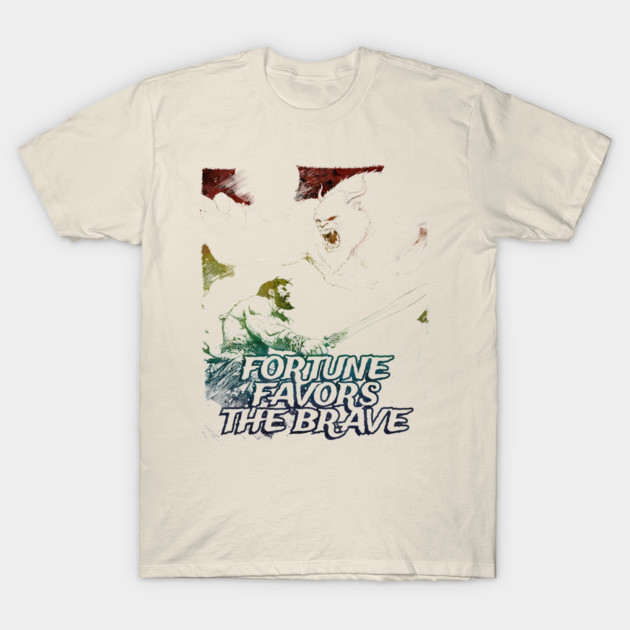 "Fortune Favors The Brave" Vintage Barbarian Fantasy T-Shirt by Nonstop Shirts