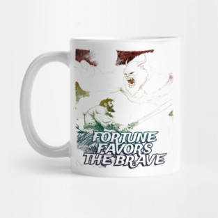 "Fortune Favors The Brave" Vintage Barbarian Fantasy Mug