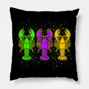 Mardi Gras Crawfish Trio Funny Lobster Parade Carnival Design Pillow