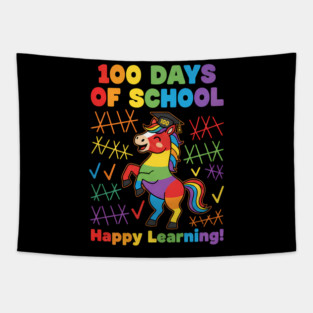 100 Days of School Gift Horse Lover Boys Girls 100th Day School Tapestry