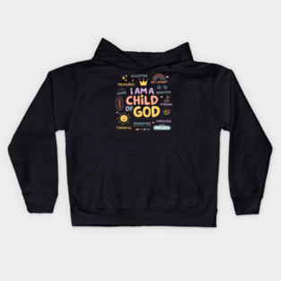 I Am a Child of God Pastel Typography Kids Hoodie