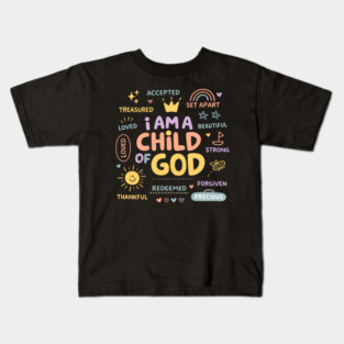 I Am a Child of God Pastel Typography Kids T-Shirt