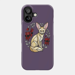 Fennec Fox Stained Glass Botanical Wildlife Art Phone Case