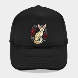 Fennec Fox Stained Glass Botanical Wildlife Art Hat