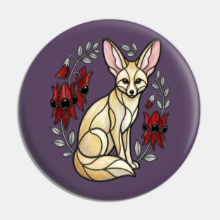 Fennec Fox Stained Glass Botanical Wildlife Art Pin