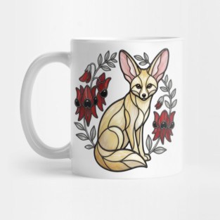 Fennec Fox Stained Glass Botanical Wildlife Art Mug