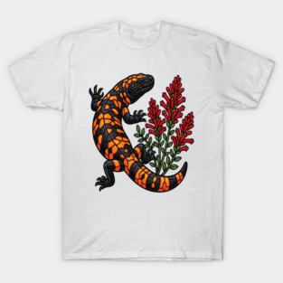 Gila Monster Lizard Stained Glass Botanical Wildlife Art T-Shirt