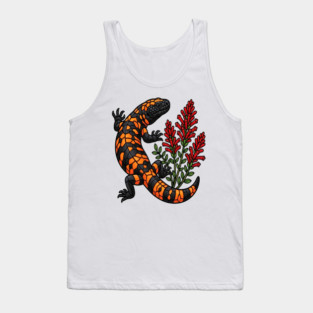Gila Monster Lizard Stained Glass Botanical Wildlife Art Tank Top