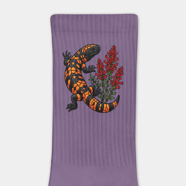 Gila Monster Lizard Stained Glass Botanical Wildlife Art by BirdsnStuff