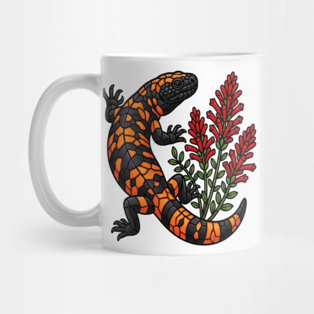 Gila Monster Lizard Stained Glass Botanical Wildlife Art by BirdsnStuff