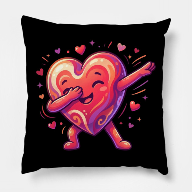 Dabbing Heart Cute Love Humor Pillow by Creatifly Graphic Tees