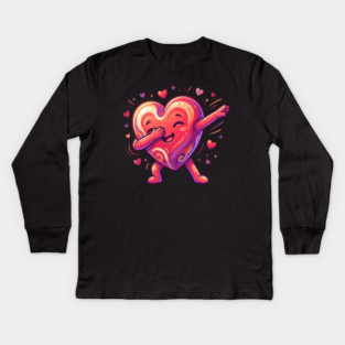 Dabbing Heart Cute Love Humor Kids Long Sleeve T-Shirt