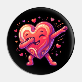Dabbing Heart Cute Love Humor Pin