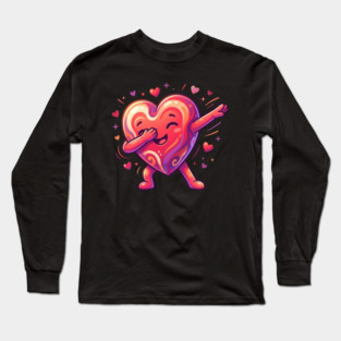 Dabbing Heart Cute Love Humor Long Sleeve T-Shirt