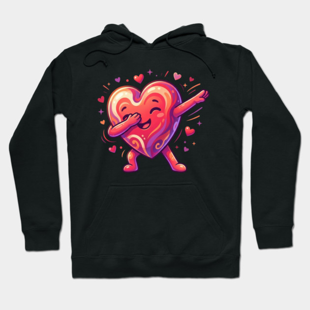Dabbing Heart Cute Love Humor Hoodie by Creatifly Graphic Tees