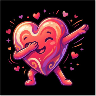 Dabbing Heart Cute Love Humor Posters and Art