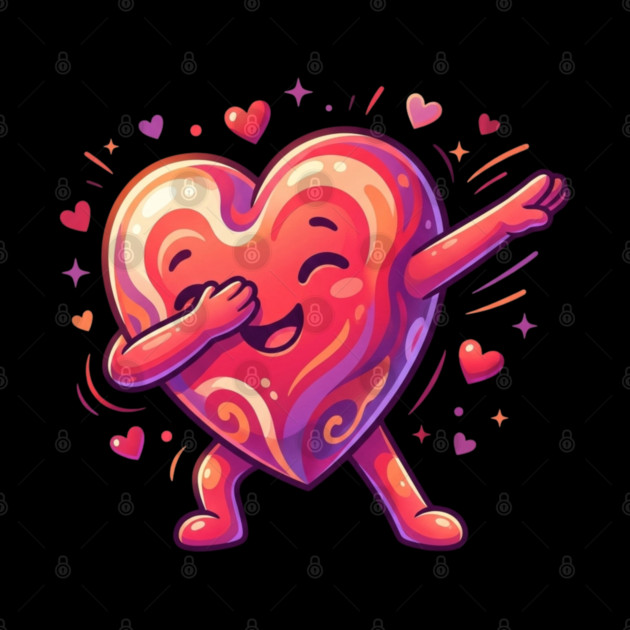 Dabbing Heart Cute Love Humor by Creatifly Graphic Tees