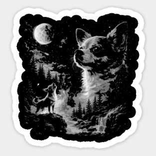 Chihuahua Howling to The Moon Vintage 90s Sticker