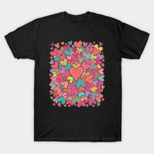 Colorful Heart Collage Love T-Shirt