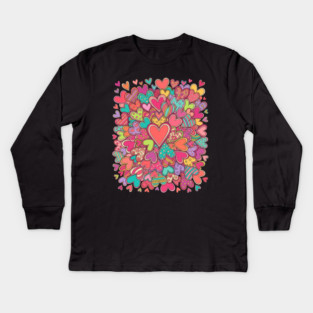 Colorful Heart Collage Love Kids Long Sleeve T-Shirt