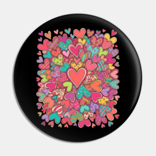 Colorful Heart Collage Love Pin