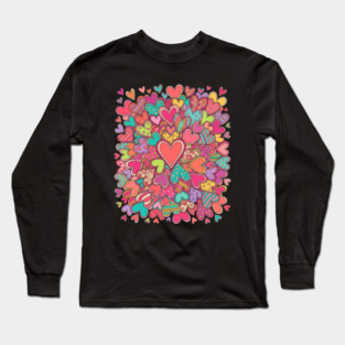 Colorful Heart Collage Love Long Sleeve T-Shirt