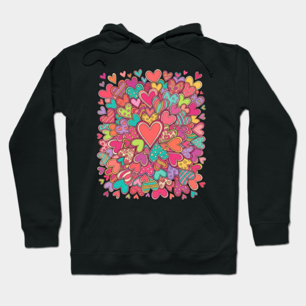 Colorful Heart Collage Love Hoodie by Creatifly Graphic Tees