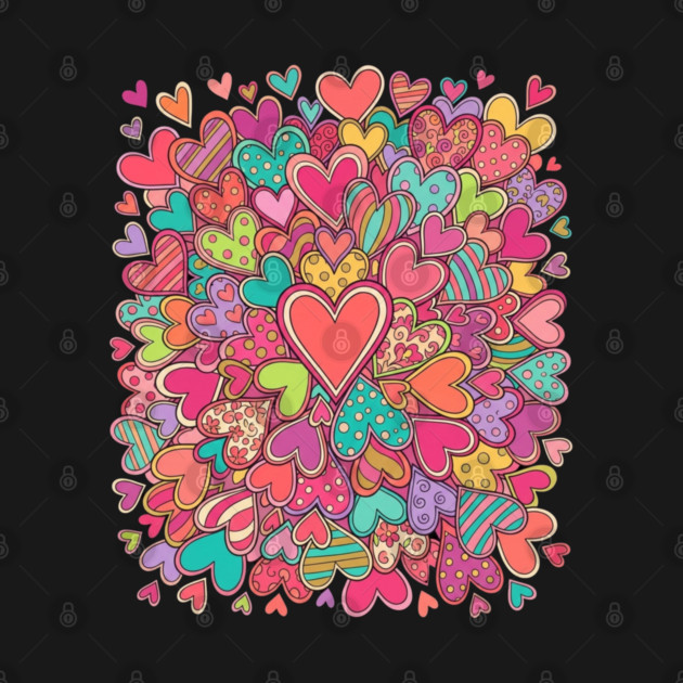 Colorful Heart Collage Love by Creatifly Graphic Tees