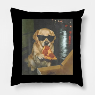 Dog Eating Pizza Retriever Pillow