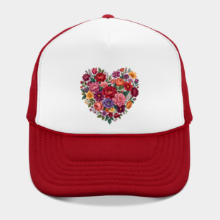 Floral Heart Bouquet Romantic Botanical Bloom Hat