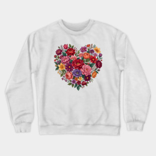 Floral Heart Bouquet Romantic Botanical Bloom Crewneck Sweatshirt