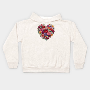 Floral Heart Bouquet Romantic Botanical Bloom Kids Hoodie