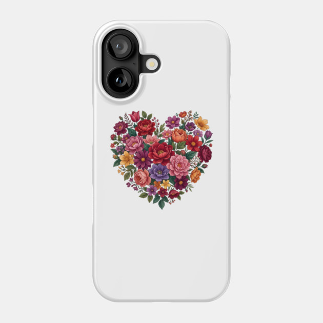 Floral Heart Bouquet Romantic Botanical Bloom Phone Case by Creatifly Graphic Tees