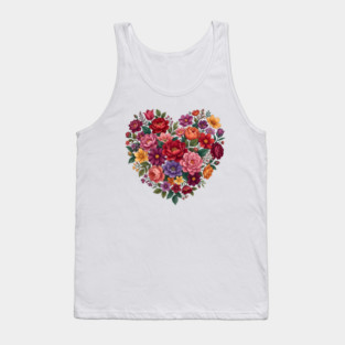 Floral Heart Bouquet Romantic Botanical Bloom Tank Top