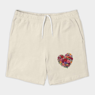 Floral Heart Bouquet Romantic Botanical Bloom Shorts