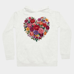 Floral Heart Bouquet Romantic Botanical Bloom Hoodie