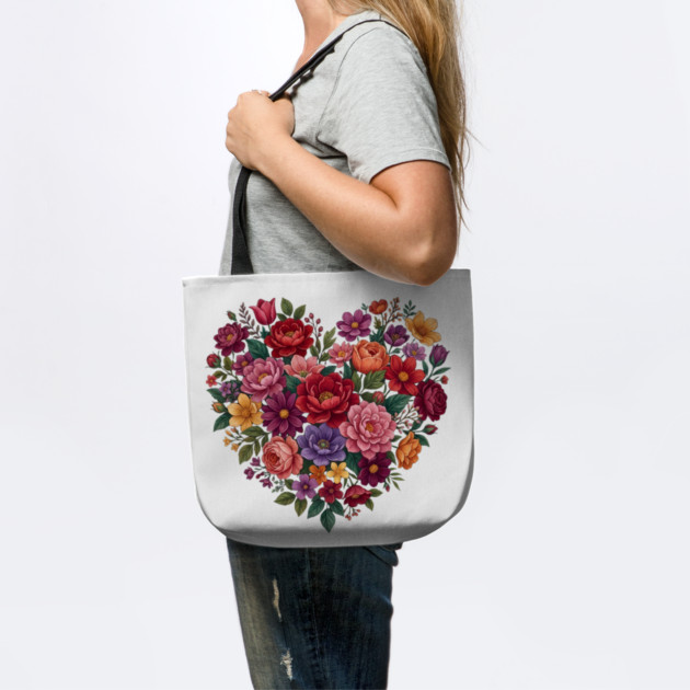 Floral Heart Bouquet Romantic Botanical Bloom by Creatifly Graphic Tees