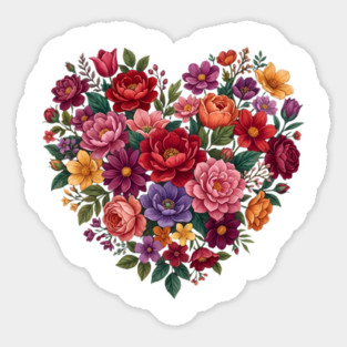 Floral Heart Bouquet Romantic Botanical Bloom Magnet