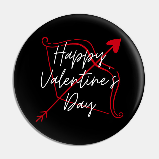 Happy Valentine’s Day Cupid Arrow Heart Pin by Creatifly Graphic Tees