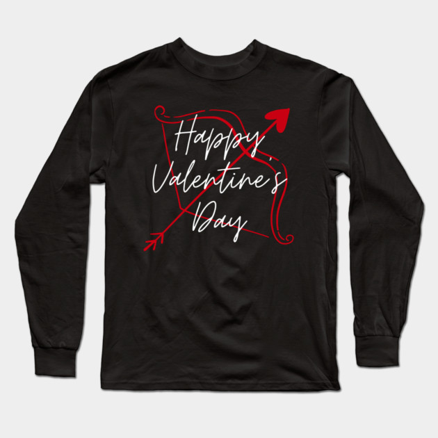 Happy Valentine’s Day Cupid Arrow Heart Long Sleeve T-Shirt by Creatifly Graphic Tees