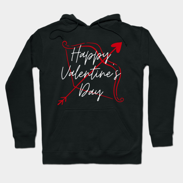 Happy Valentine’s Day Cupid Arrow Heart Hoodie by Creatifly Graphic Tees