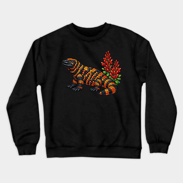 Gila Monster Stained Glass Desert Wildlife Art Crewneck Sweatshirt by BirdsnStuff