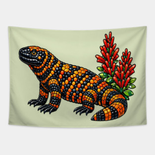 Gila Monster Stained Glass Desert Wildlife Art Tapestry