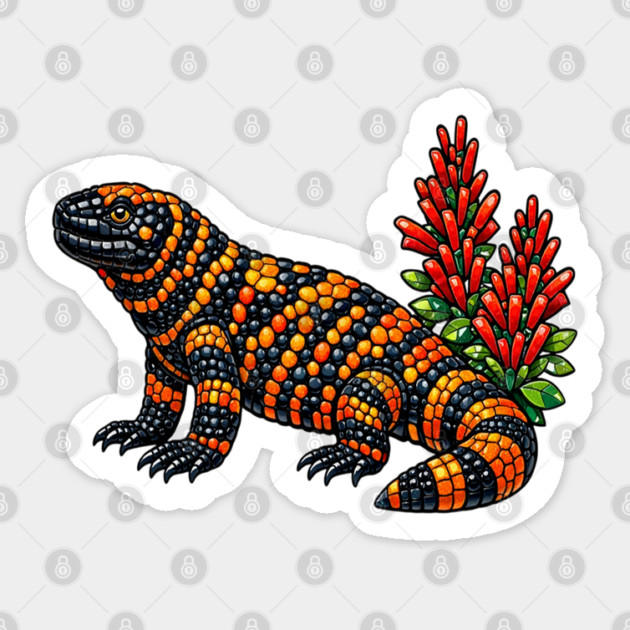 Gila Monster Stained Glass Desert Wildlife Art Sticker by BirdsnStuff