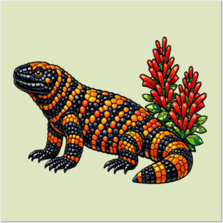 Gila Monster Stained Glass Desert Wildlife Art Posters and Art